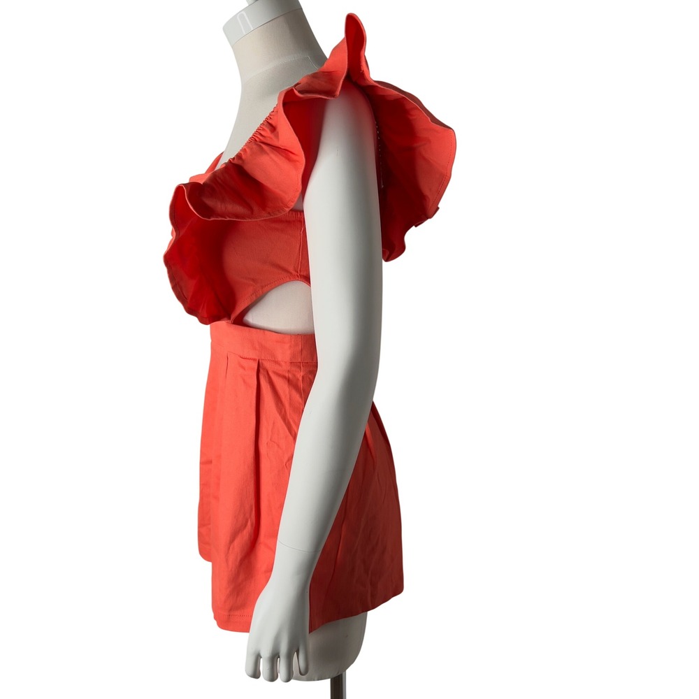 Flying Tomato Orange Ruffle Cut-Out Romper IP7584DG Small Summer Festival - Picture 6 of 16